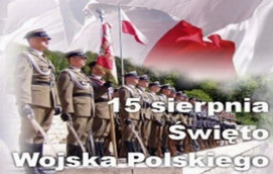 Żołnierze z flagą Polski 15 sierpnia